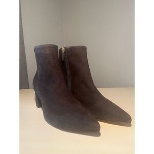 L'Agence‎ Women Jeanne II Pointed Toe Graphite Suede Bootie Size 7.5